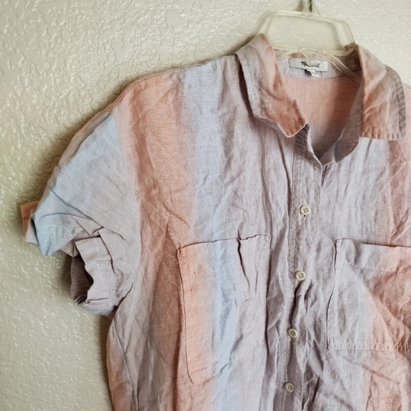 Madewell Linen Beachside Shirt in Ombré Stripe sz S - Picture 4 of 9